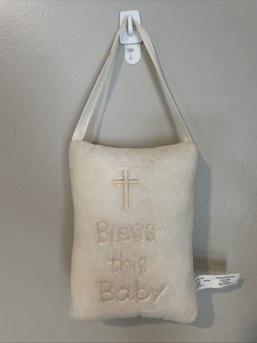 Bless This Baby Plush Hanging Pillow Baby Boy Baby Girl With Ribbon Room Decor